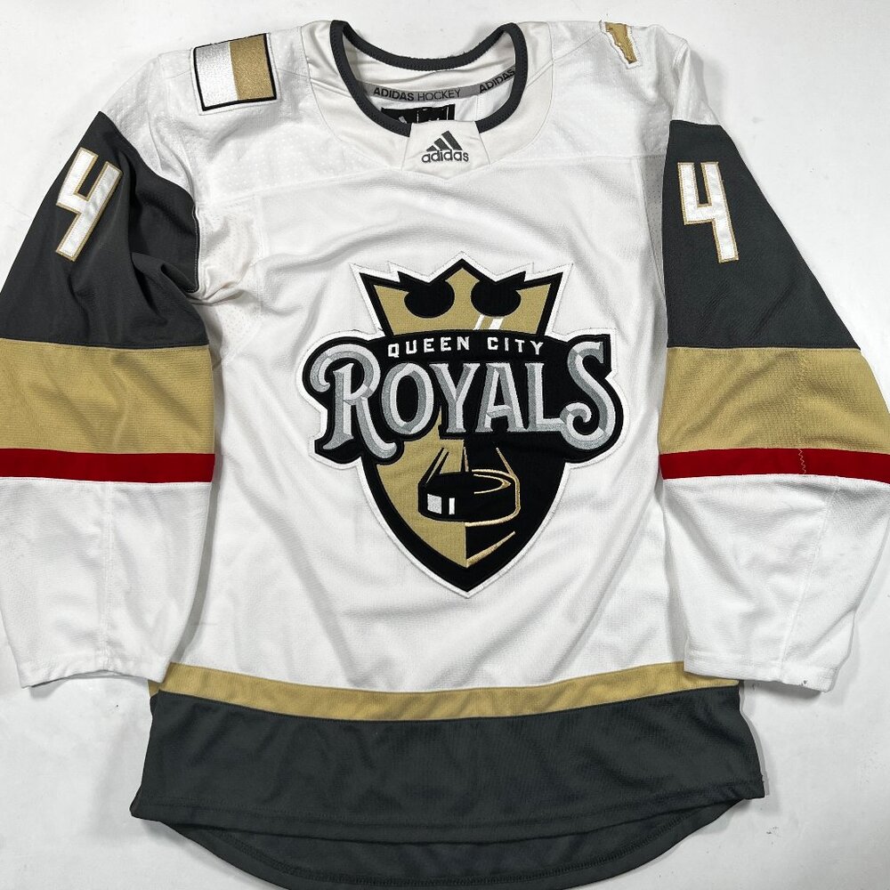 Adidas Queen City Royals Hockey Jersey‎ Mens Size 46 White Sewn Stitched #4